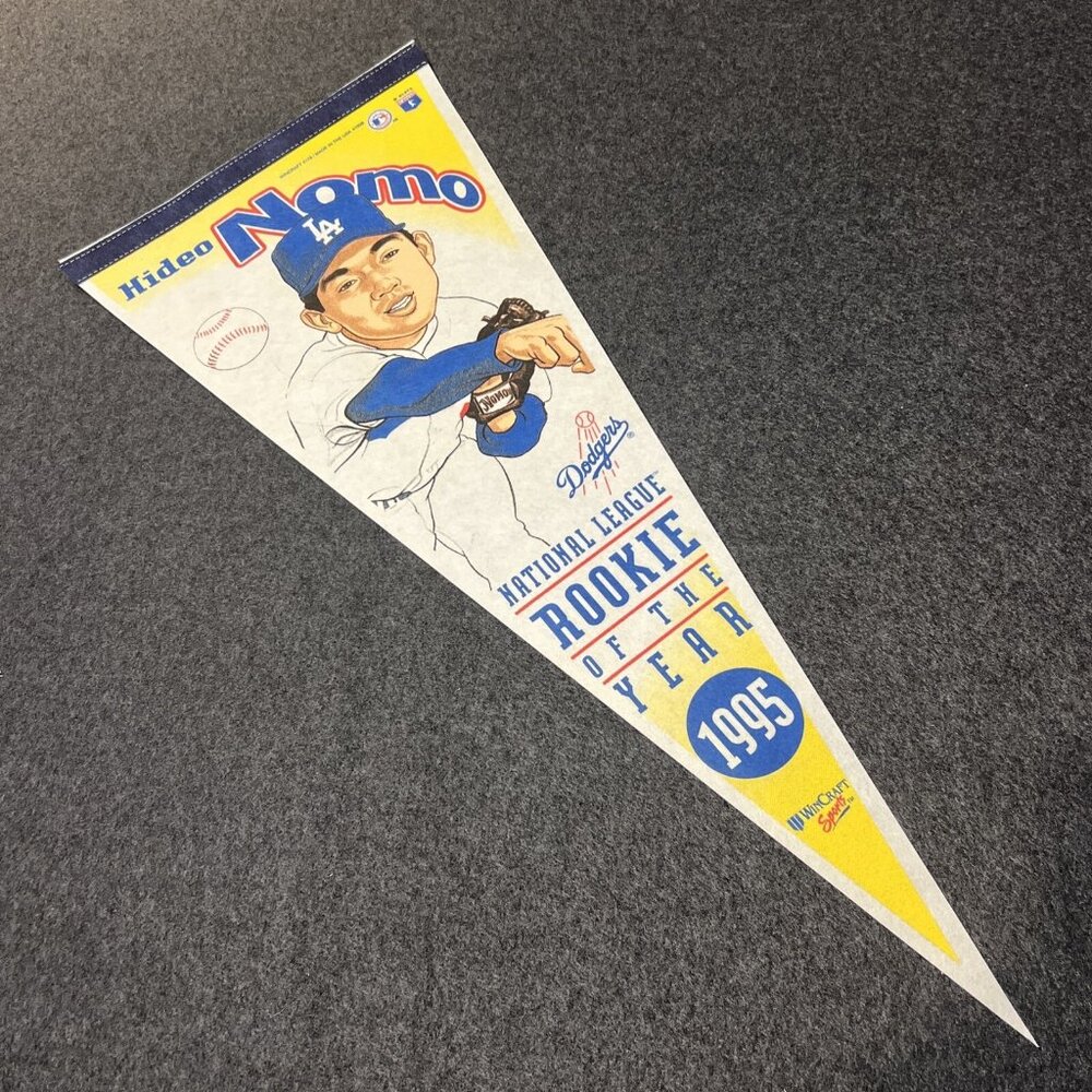 HIDEO NOMO Los Angeles Dodgers Rookie MLB Baseball 1995 Banner Flag RARE Pennant